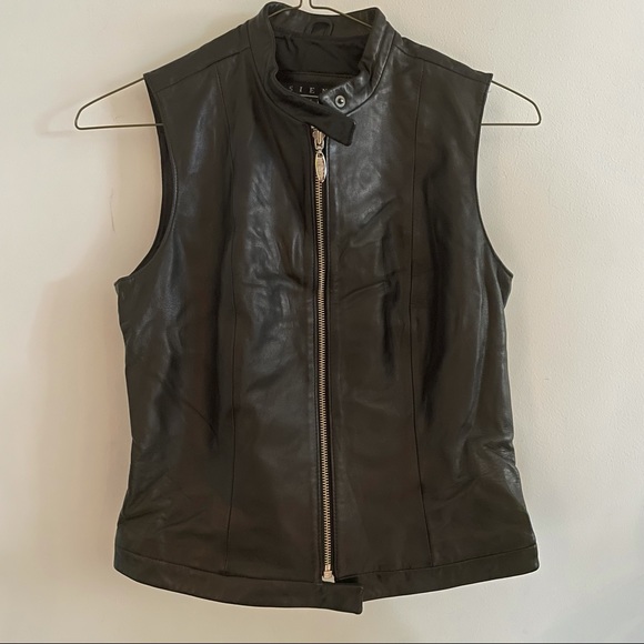 Siena studio women’s black leather zippered vest size small - Picture 1 of 10